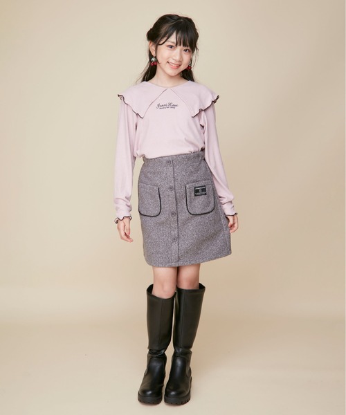 JENNI love（ジェニィラブ）の「【ウエスト調整可】前ボタンポケットスカート（スカート・キッズ・チャコールグレー/アイボリー/ブラウン・160cm/150cm/140cm/130cm）」の13枚目の写真