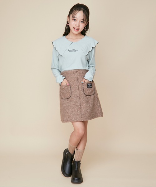 JENNI love（ジェニィラブ）の「【ウエスト調整可】前ボタンポケットスカート（スカート・キッズ・チャコールグレー/アイボリー/ブラウン・160cm/150cm/140cm/130cm）」の21枚目の写真