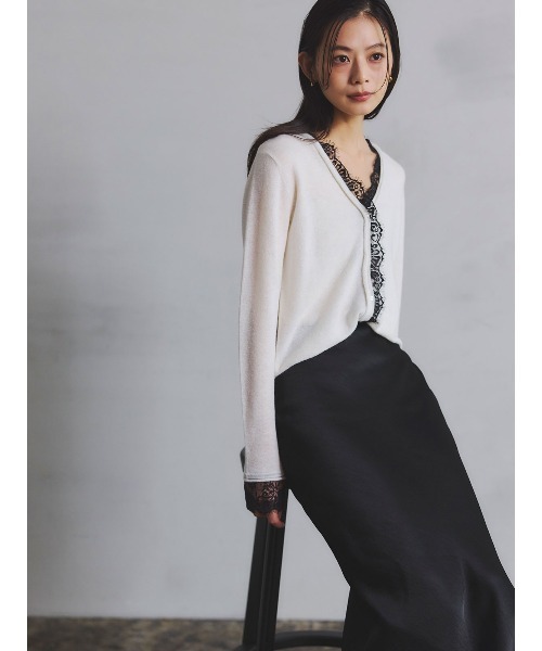 anuans アイラッシュレーストリミングニット アニュアンス noble ZOZO限定カラー】アイラッシュレーストリミングニット（ニット