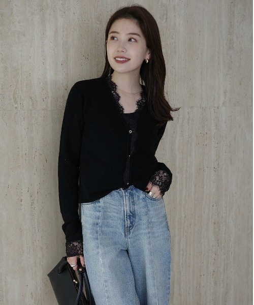 ZOZO限定カラー】アイラッシュレーストリミングニット（ニット