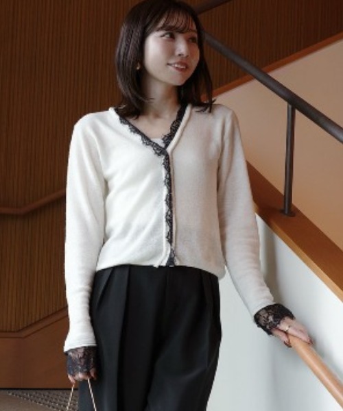 ZOZO限定カラー】アイラッシュレーストリミングニット（ニット