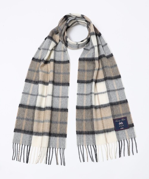 SHIPS（シップス）の「SHIPS: MOON タータン チェック マフラー 24FW（マフラー・メンズ・ベージュ/ネイビー/ホワイト/レッド/グリーン・ONE SIZE）」の2枚目の写真