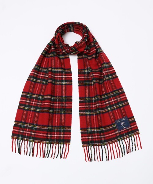 SHIPS（シップス）の「SHIPS: MOON タータン チェック マフラー 24FW（マフラー・メンズ・ベージュ/ネイビー/ホワイト/レッド/グリーン・ONE SIZE）」の5枚目の写真