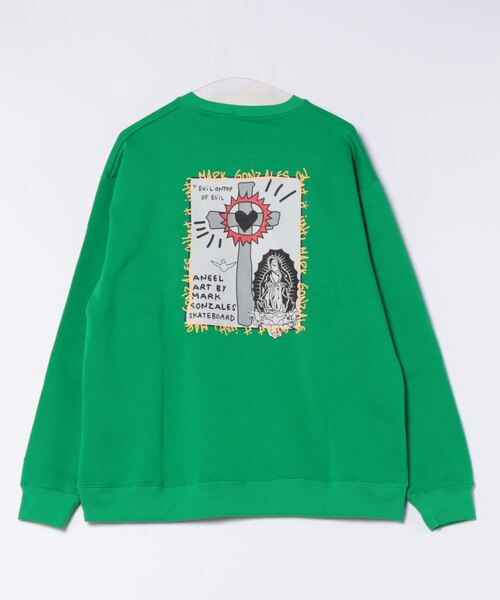 (What it isNt)ART BY MARKGONZALES(ワットイットイズント)の「【(What it isNt)ART BY MARKGONZALES / (ワットイットイズント) アートバイマークゴンザレス】リラックスフィット バックプリント 裏起毛 クルーネックトレーナー ユニセックス(スウェット・メンズ・ピンク系その他2/グリーン系その他2/ホワイト系その他2/ゴールド系その他/ブルー系その他/ホワイト系その他・X-LARGE/LARGE/MEDIUM)」の16枚目の写真