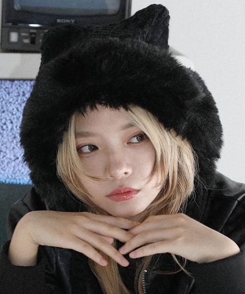 Buyer's Select/畦編みボリューム猫耳バラクラバ（ニットキャップ