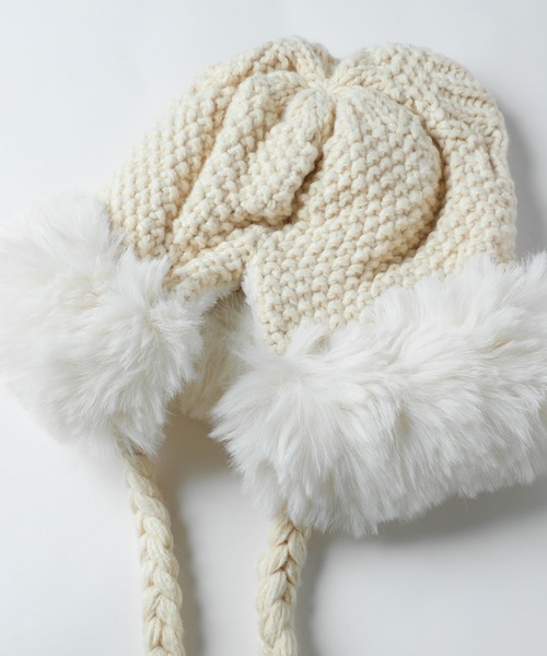 Buyer's Select/畦編みボリューム猫耳バラクラバ（ニットキャップ