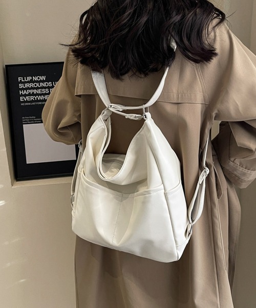 Miniministore（ミニミニストア）の「3way ショルダーバッグ リュック 鞄（ショルダーバッグ・レディース・アイボリー/ブラック/ブラウン・FREE）」の6枚目の写真
