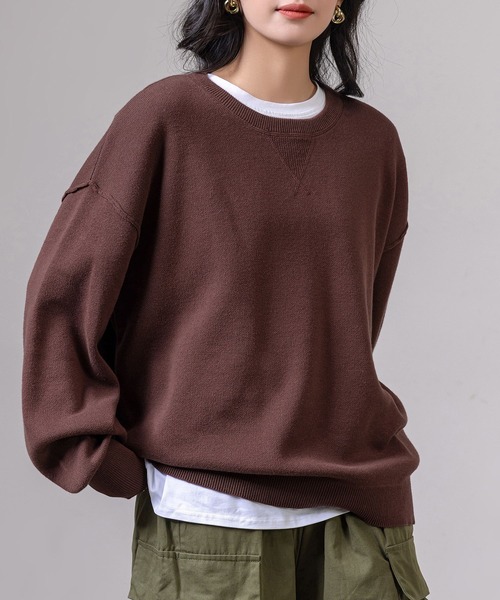 DAY CLOSET(デイ クローゼット)の「レディース 長袖オーバーサイズスウェットライクニット(スウェット・レディース・ライトグレー/グレー/ブラウン/ブラック・FREE)」の20枚目の写真