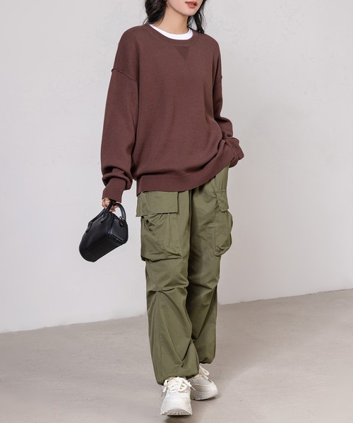 DAY CLOSET(デイ クローゼット)の「レディース 長袖オーバーサイズスウェットライクニット(スウェット・レディース・ライトグレー/グレー/ブラウン/ブラック・FREE)」の18枚目の写真