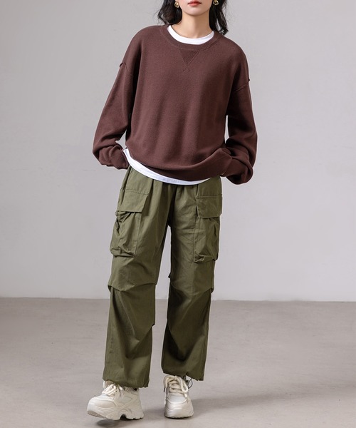 DAY CLOSET(デイ クローゼット)の「レディース 長袖オーバーサイズスウェットライクニット(スウェット・レディース・ライトグレー/グレー/ブラウン/ブラック・FREE)」の16枚目の写真