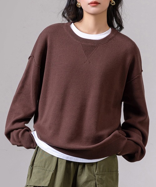 DAY CLOSET(デイ クローゼット)の「レディース 長袖オーバーサイズスウェットライクニット(スウェット・レディース・ライトグレー/グレー/ブラウン/ブラック・FREE)」の21枚目の写真