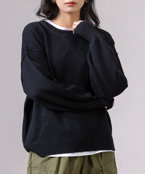 DAY CLOSET(デイ クローゼット)の「レディース 長袖オーバーサイズスウェットライクニット(スウェット・レディース・ライトグレー/グレー/ブラウン/ブラック・FREE)」の10枚目の写真