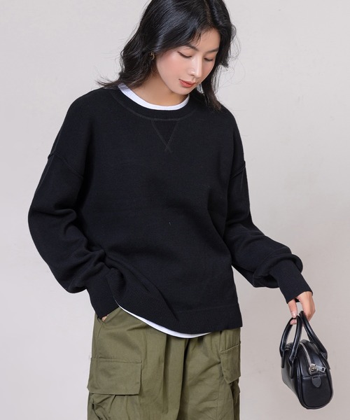 DAY CLOSET(デイ クローゼット)の「レディース 長袖オーバーサイズスウェットライクニット(スウェット・レディース・ライトグレー/グレー/ブラウン/ブラック・FREE)」の9枚目の写真