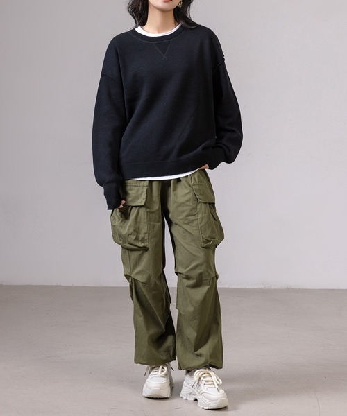 DAY CLOSET(デイ クローゼット)の「レディース 長袖オーバーサイズスウェットライクニット(スウェット・レディース・ライトグレー/グレー/ブラウン/ブラック・FREE)」の8枚目の写真