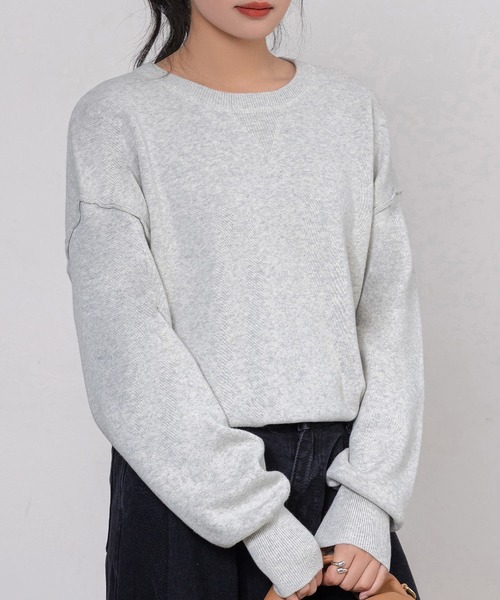 DAY CLOSET(デイ クローゼット)の「レディース 長袖オーバーサイズスウェットライクニット(スウェット・レディース・ライトグレー/グレー/ブラウン/ブラック・FREE)」の5枚目の写真
