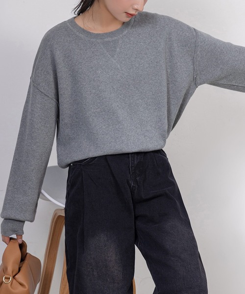 DAY CLOSET(デイ クローゼット)の「レディース 長袖オーバーサイズスウェットライクニット(スウェット・レディース・ライトグレー/グレー/ブラウン/ブラック・FREE)」の13枚目の写真