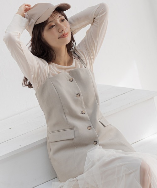 セットアップ着用可・フロントボタンビスチェ 291379（その他トップス）｜mysty woman（ミスティウーマン）