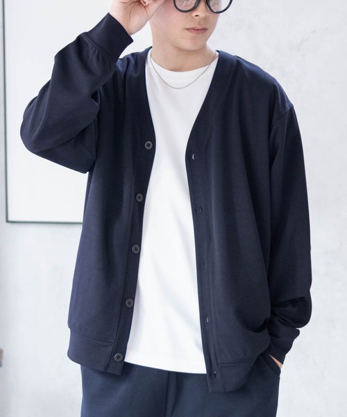 NAVY（ネイビー）の「着回しの効くジョーゼットカーディガン【UVカット・ドライ・イージーケア・軽量】（カーディガン/ボレロ・メンズ・グレイッシュベージュ/ブラック/ネイビー・M/XL/L/XXL/S）」の6枚目の写真