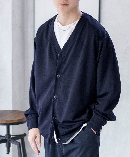 NAVY（ネイビー）の「着回しの効くジョーゼットカーディガン【UVカット・ドライ・イージーケア・軽量】（カーディガン/ボレロ・メンズ・グレイッシュベージュ/ブラック/ネイビー・M/XL/L/XXL/S）」の7枚目の写真