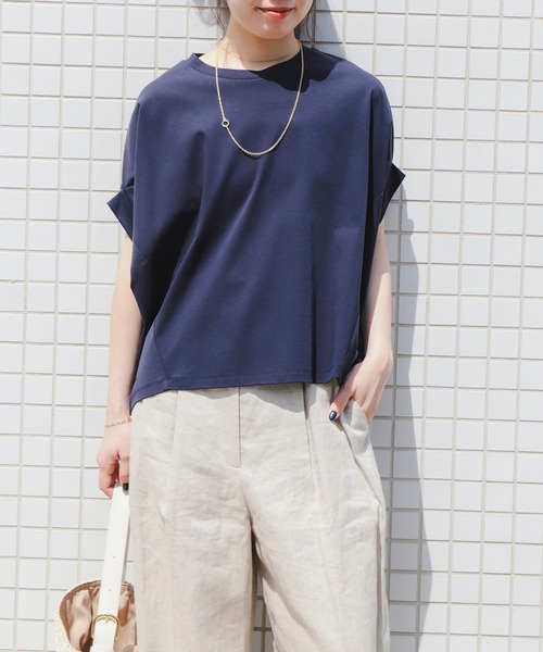 B:MING by BEAMS(ビーミングバイビームス)の「シルケット フォルム プルオーバー(Tシャツ/カットソー・レディース・オフホワイト/ブラック/ブラウン系その他3/ネイビー・ONE SIZE)」の4枚目の写真