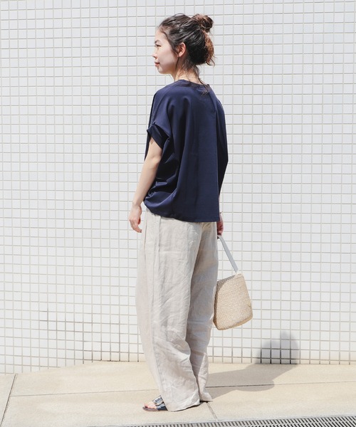 B:MING by BEAMS(ビーミングバイビームス)の「シルケット フォルム プルオーバー(Tシャツ/カットソー・レディース・オフホワイト/ブラック/ブラウン系その他3/ネイビー・ONE SIZE)」の8枚目の写真