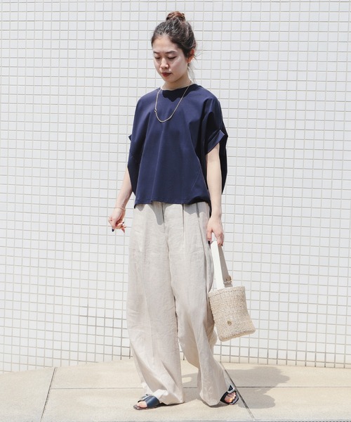 B:MING by BEAMS(ビーミングバイビームス)の「シルケット フォルム プルオーバー(Tシャツ/カットソー・レディース・オフホワイト/ブラック/ブラウン系その他3/ネイビー・ONE SIZE)」の7枚目の写真