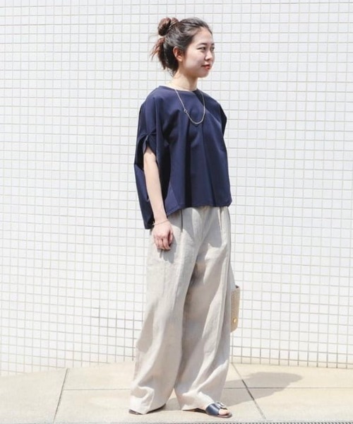 B:MING by BEAMS(ビーミングバイビームス)の「シルケット フォルム プルオーバー(Tシャツ/カットソー・レディース・オフホワイト/ブラック/ブラウン系その他3/ネイビー・ONE SIZE)」の19枚目の写真