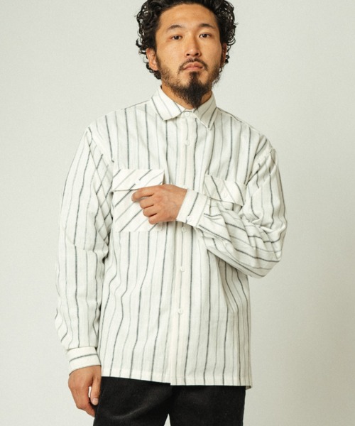 BIG MIKE ビックマイク / ストライプ 長袖シャンブレーシャツ