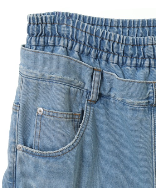 Candy Stripper(キャンディストリッパー)の「DAMAGE LAYERED DENIM パンツ(デニムパンツ・レディース・ブラック/ライトインディゴブルー・FREE)」の16枚目の写真