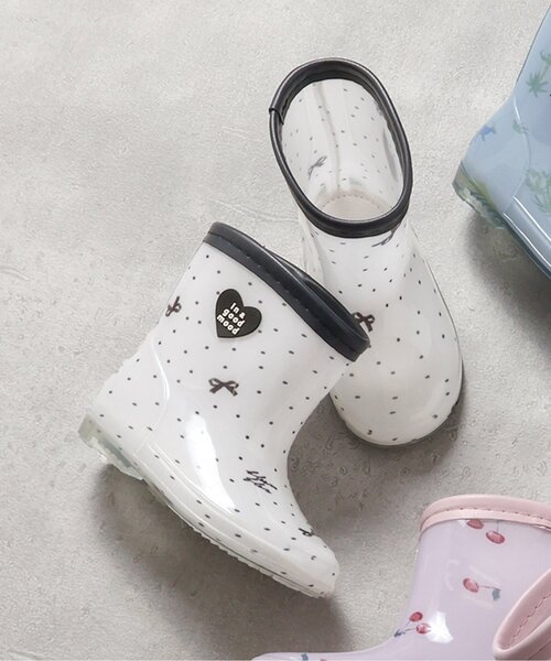 柄おそろい】レインシューズ（りぼん・花・さくらんぼ・恐竜）（レイン