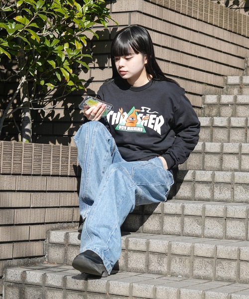 THRASHER(スラッシャー)の「TOY MACHINE VORTEX L/S T-SHIRTS/スラッシャーボックスシルエット前面プリント長袖Tシャツ(Tシャツ/カットソー・メンズ・ブラック・X-LARGE/LARGE/MEDIUM)」の8枚目の写真