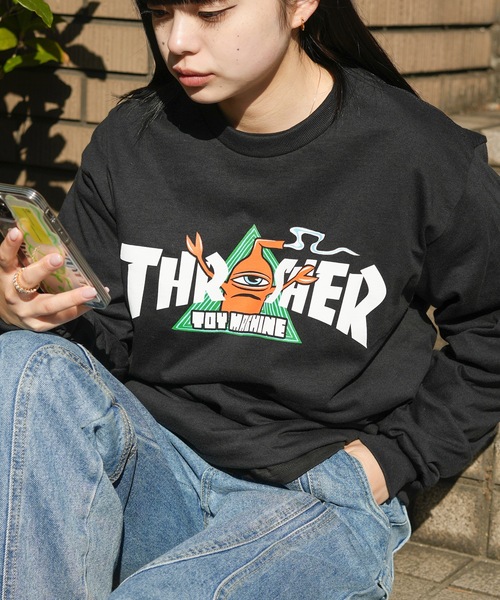 THRASHER(スラッシャー)の「TOY MACHINE VORTEX L/S T-SHIRTS/スラッシャーボックスシルエット前面プリント長袖Tシャツ(Tシャツ/カットソー・メンズ・ブラック・X-LARGE/LARGE/MEDIUM)」の4枚目の写真