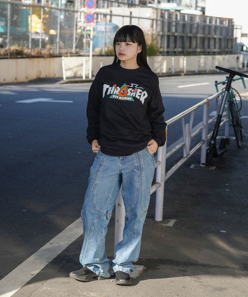 THRASHER(スラッシャー)の「TOY MACHINE VORTEX L/S T-SHIRTS/スラッシャーボックスシルエット前面プリント長袖Tシャツ(Tシャツ/カットソー・メンズ・ブラック・X-LARGE/LARGE/MEDIUM)」の7枚目の写真