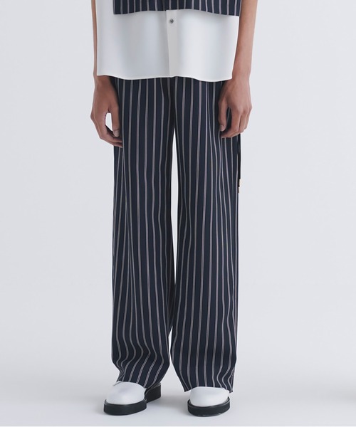 セール】Melange Stripe Twill Side Drawstring Relux Wide Pant