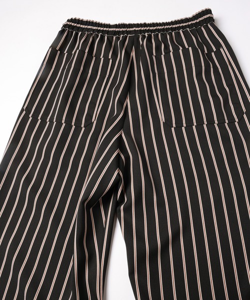 セール】Melange Stripe Twill Side Drawstring Relux Wide Pant