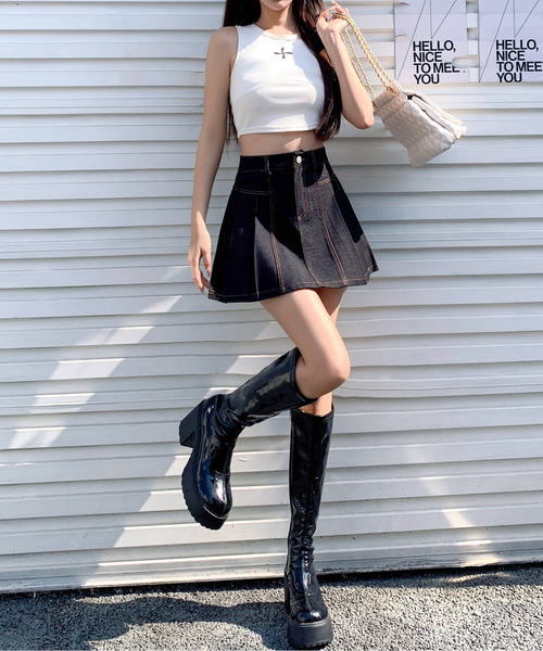 *The Frankie Shop*プリーツ デニム ミニスカート 関税送料込 ミニミニストア miniministore プリーツデニムスカートミニ