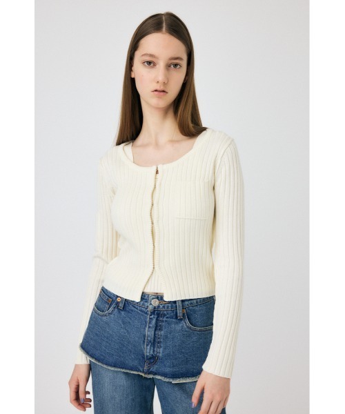 MOUSSY（マウジー）の「RIB KNIT カーディガン & タンクトップ（カーディガン/ボレロ・レディース・ライトブラック/ライトカーキ/アイボリー・FREE）」の2枚目の写真