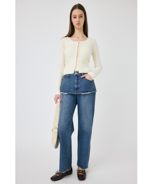 MOUSSY（マウジー）の「RIB KNIT カーディガン & タンクトップ（カーディガン/ボレロ・レディース・ライトブラック/ライトカーキ/アイボリー・FREE）」の5枚目の写真