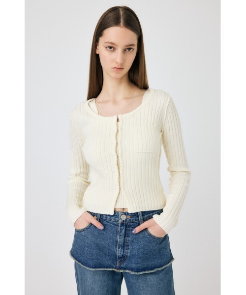 MOUSSY（マウジー）の「RIB KNIT カーディガン & タンクトップ（カーディガン/ボレロ・レディース・ライトブラック/ライトカーキ/アイボリー・FREE）」の8枚目の写真