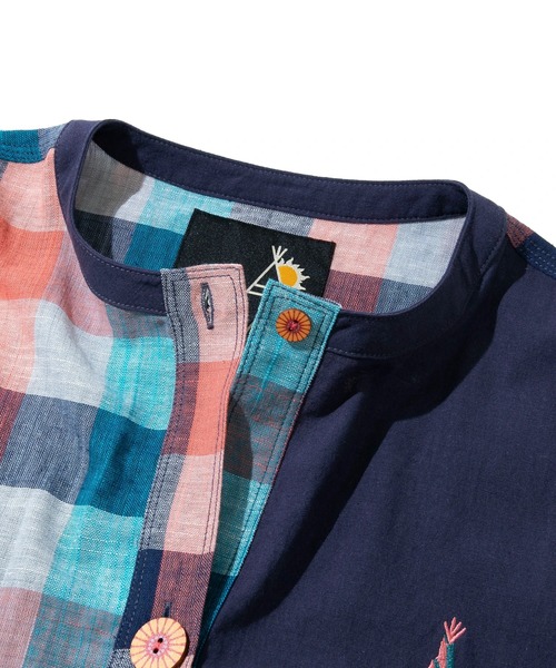 go slow caravan（ゴースローキャラバン）の「ビッグチェック切替クルーJK W（シャツ/ブラウス・レディース・セージグリーン/ナチュラル/ネイビー・FREE）」の5枚目の写真