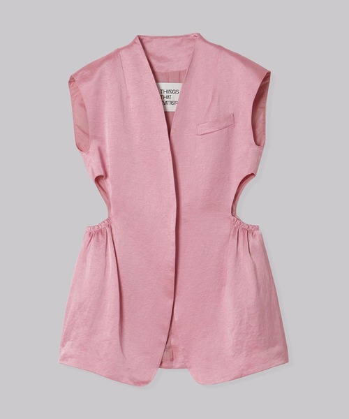 THINGS THAT MATTER(シングス ザット マター)の「TRIACETATE LINEN JACKET GILET / トリアセテートリネンジャケットジレ(ベスト・レディース・ピンク/イエロー・FREE)」の10枚目の写真
