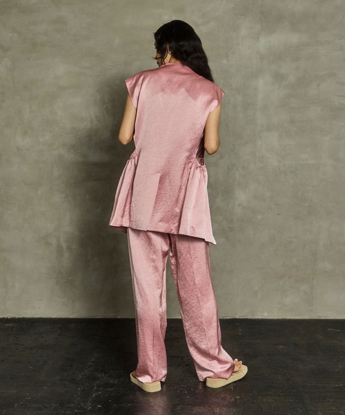 THINGS THAT MATTER(シングス ザット マター)の「TRIACETATE LINEN JACKET GILET / トリアセテートリネンジャケットジレ(ベスト・レディース・ピンク/イエロー・FREE)」の9枚目の写真