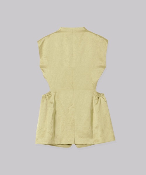 THINGS THAT MATTER(シングス ザット マター)の「TRIACETATE LINEN JACKET GILET / トリアセテートリネンジャケットジレ(ベスト・レディース・ピンク/イエロー・FREE)」の6枚目の写真