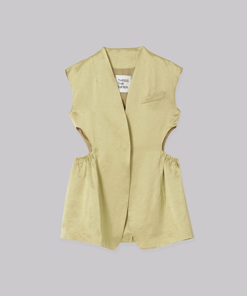 THINGS THAT MATTER(シングス ザット マター)の「TRIACETATE LINEN JACKET GILET / トリアセテートリネンジャケットジレ(ベスト・レディース・ピンク/イエロー・FREE)」の5枚目の写真