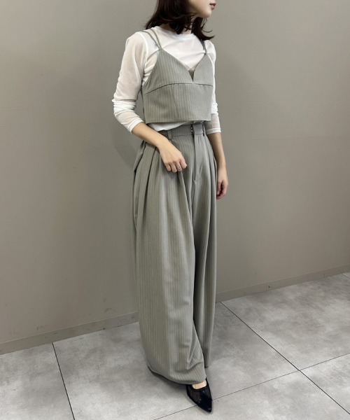 DONOBAN(ドノバン)の「【ANDRESD】pinstripe bustier wide pants dress 2点セット セレモニー 結婚式 二次会 同窓会 成人式 入学式 卒業式 お呼ばれ パーティードレス オケージョンドレス(セットアップ・レディース・ベージュ/グレー・S/M/L)」の16枚目の写真