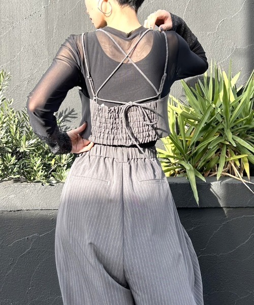 DONOBAN(ドノバン)の「【ANDRESD】pinstripe bustier wide pants dress 2点セット セレモニー 結婚式 二次会 同窓会 成人式 入学式 卒業式 お呼ばれ パーティードレス オケージョンドレス(セットアップ・レディース・ベージュ/グレー・S/M/L)」の10枚目の写真
