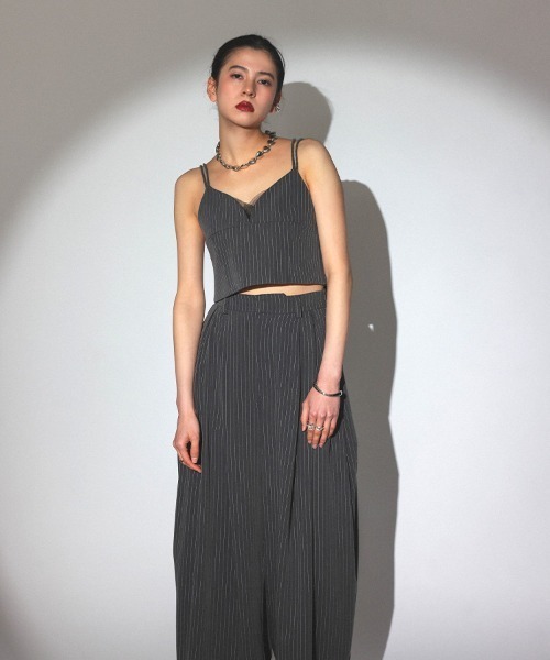 ANDRESD】pinstripe bustier wide pants dress 2点セット セレモニー 