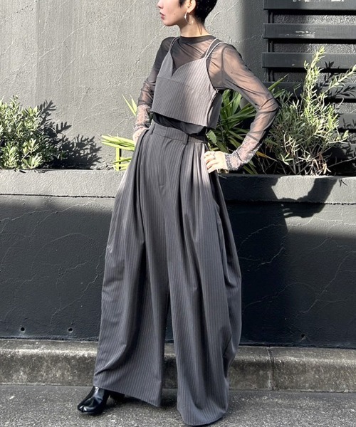 ANDRESD】pinstripe bustier wide pants dress 2点セット セレモニー