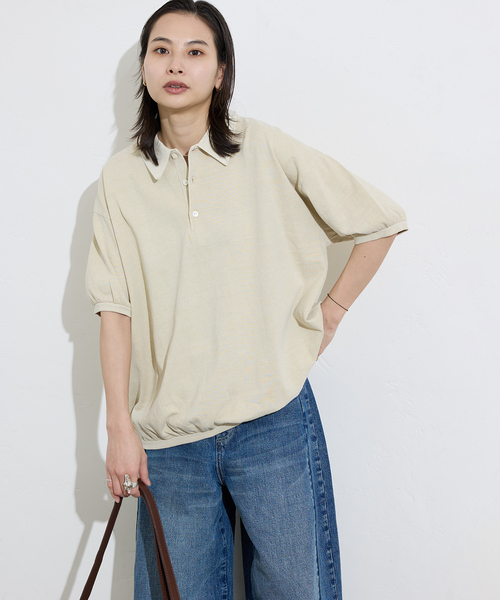 STAR&STRIPE（スターアンドストライプ）の「【STAR＆STRIPE】 オーバーFIT ポロプルオーバー（Tシャツ/カットソー・レディース・チャコールグレー/ブラック/ブラウン/ベージュ・FREE）」の4枚目の写真