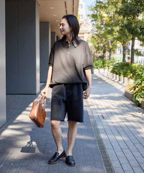 STAR&STRIPE（スターアンドストライプ）の「【STAR＆STRIPE】 オーバーFIT ポロプルオーバー（Tシャツ/カットソー・レディース・チャコールグレー/ブラック/ブラウン/ベージュ・FREE）」の12枚目の写真